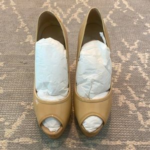 Women’s tan Jimmy Choo wedge heels, size 7.5